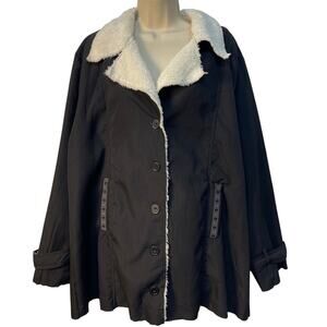 Women’s Black Suede Feel Sherpa Lined‎ Coat Brand/Size Unknown